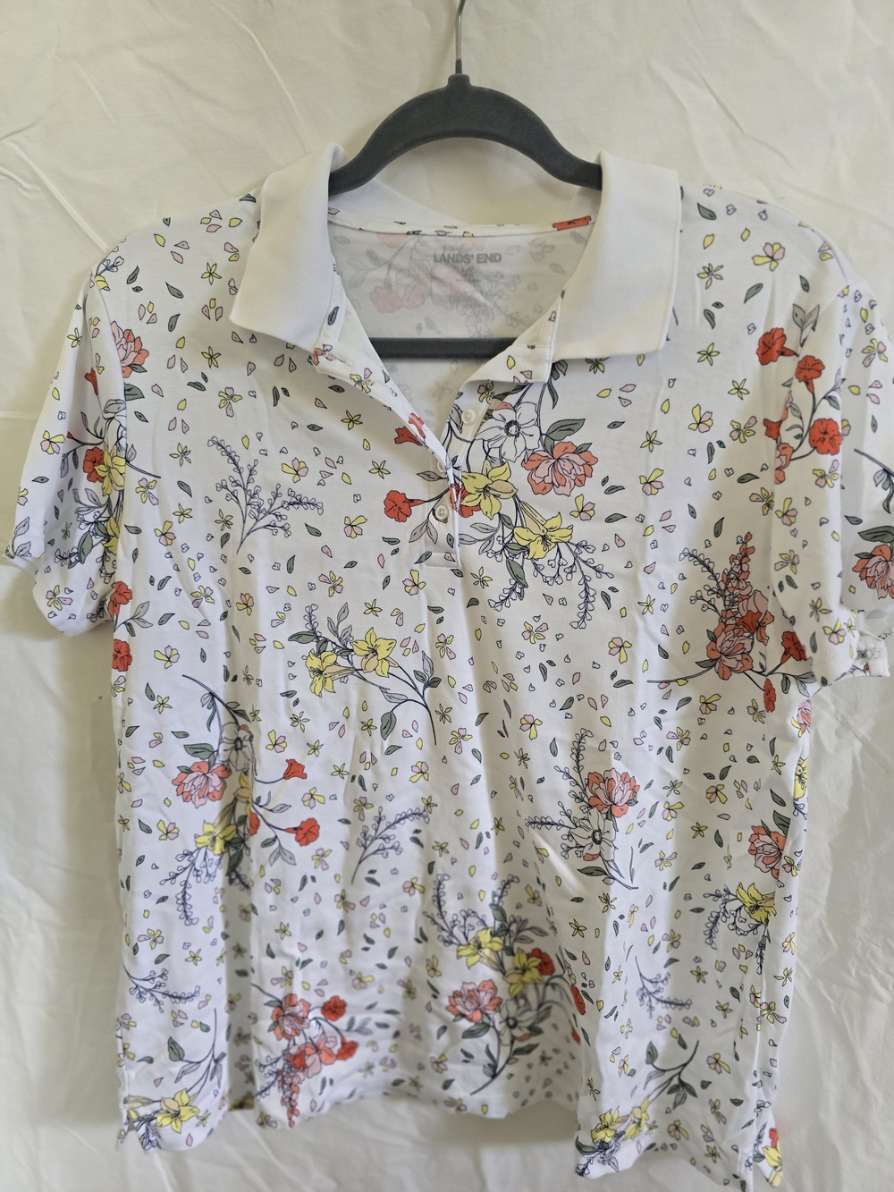 Lands' End White Tee with Pastel Heart Accents